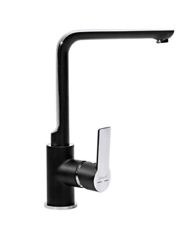 MINOTTI STELA Еднорачна батерија за мијалник со 2 црева црна/хром