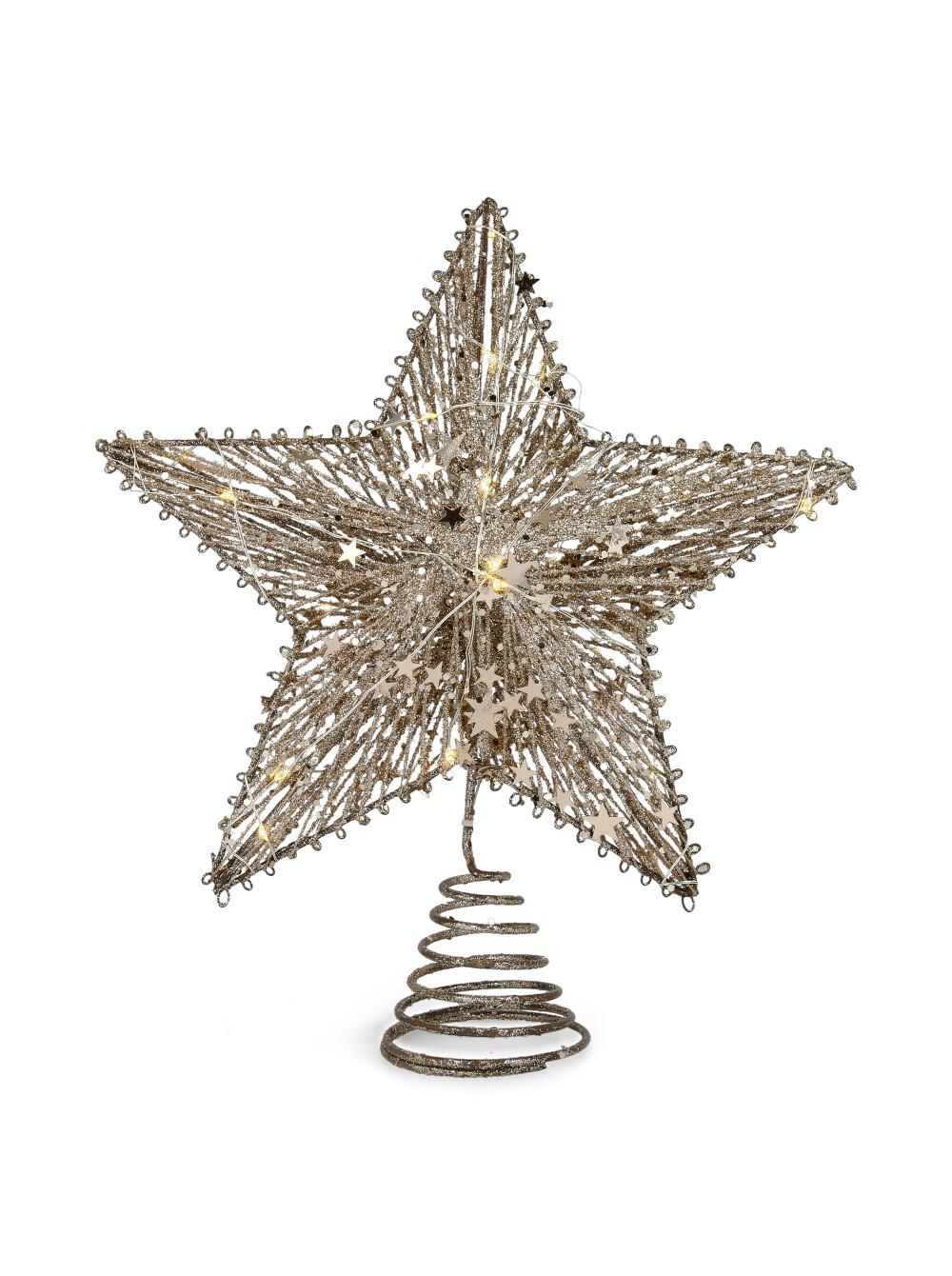 Врв за новогодишна елка - Светлечка ѕвезда K18124CH-GO златна 25x28см.