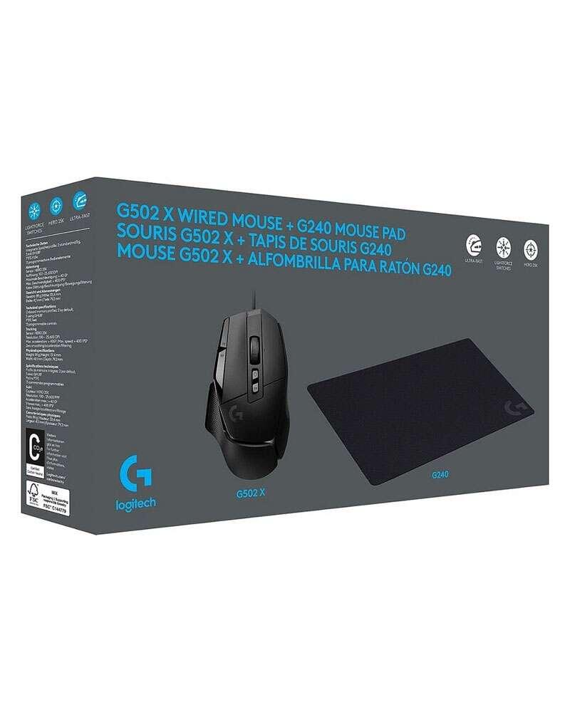 Logitech Mouse G502 Ks Black + Logitech G240 Mouse Pad, црна