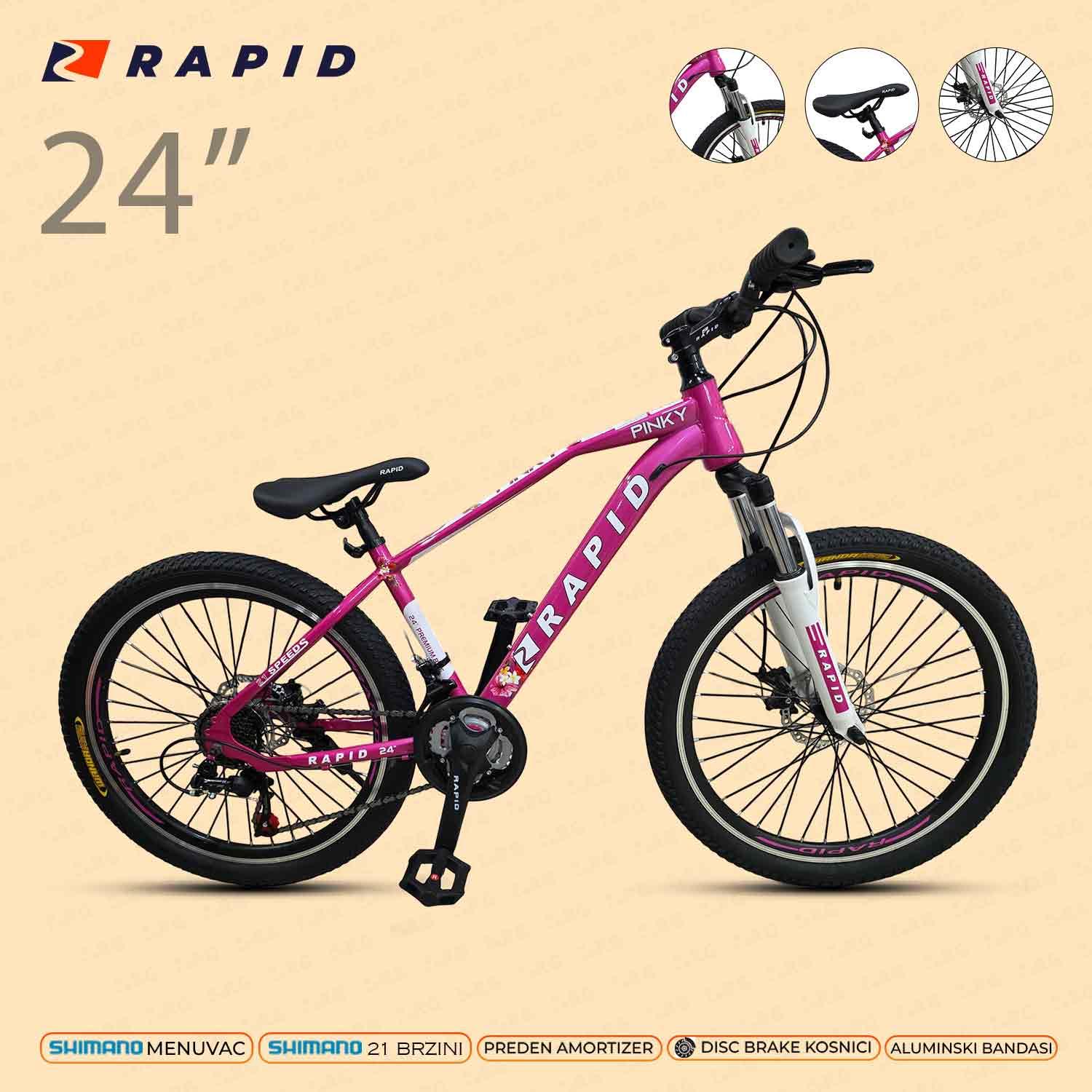 RAPID Велосипед 24 PINKY PINK DISC+AM