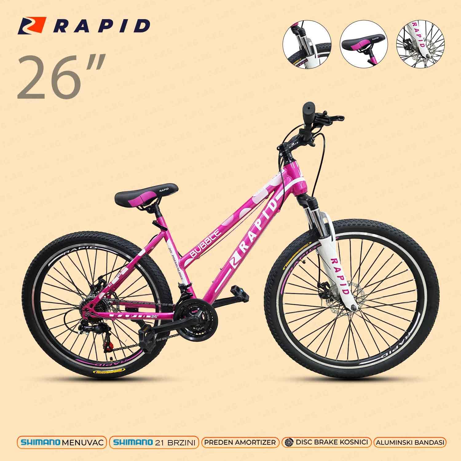 RAPID Велосипед 26 BUBBLE PINK DISC+AM