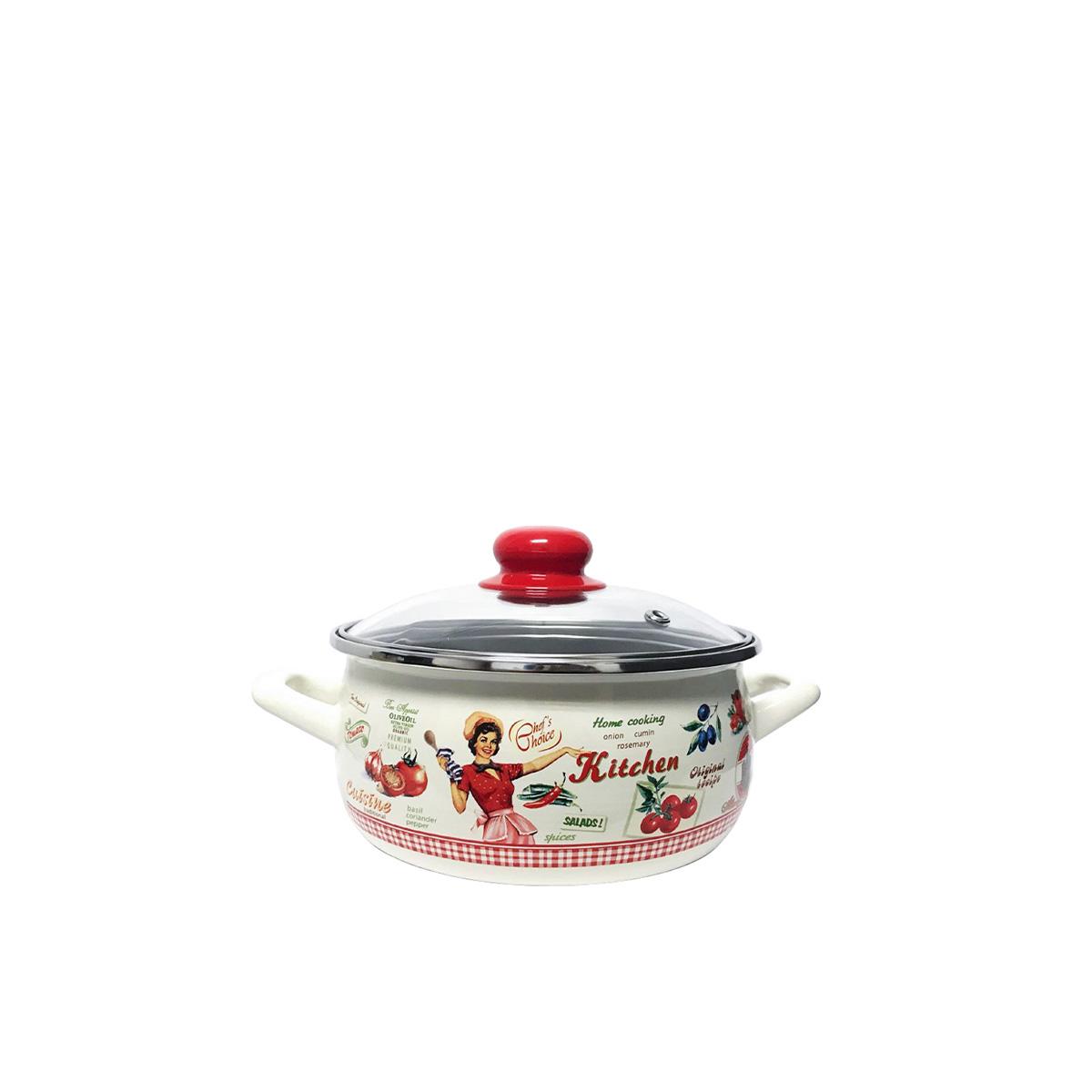 METALAC Плитко тенџере принц 18цм/2.4л со капак декор 2564