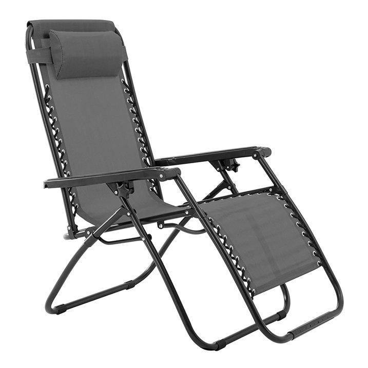 DENIS Преклопен стол-лежалка 162x64x110 cm темно сива боја