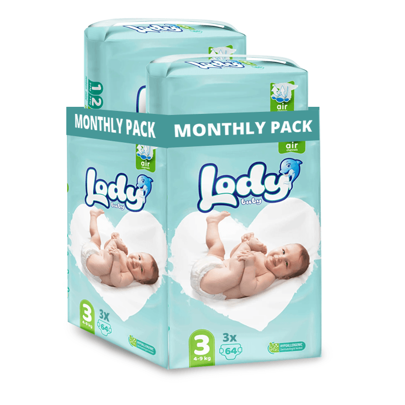 LODY BABY MONTHLY PACK Пелени 3,  4-9 кг. (192 пелени)