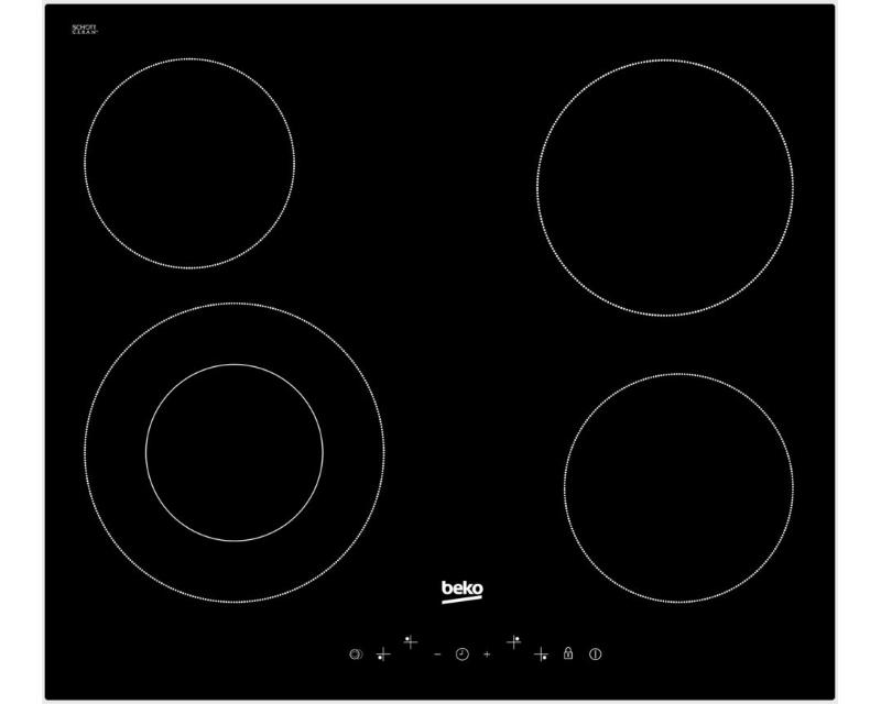 Вградена плоча за готвење BEKO HIC 64402 T, Стакло-керамичка, 4 зони за готвење, црна