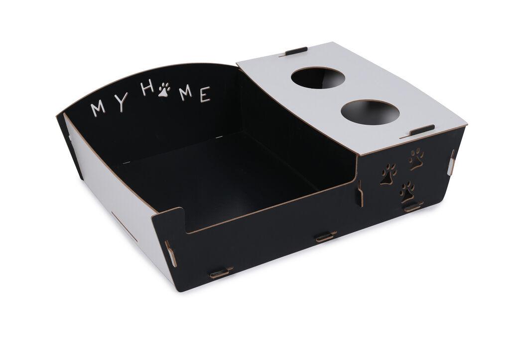 Кревет за мачки Conceptum Hypnose, MDF, 60x40x15 cm, Cno-бело