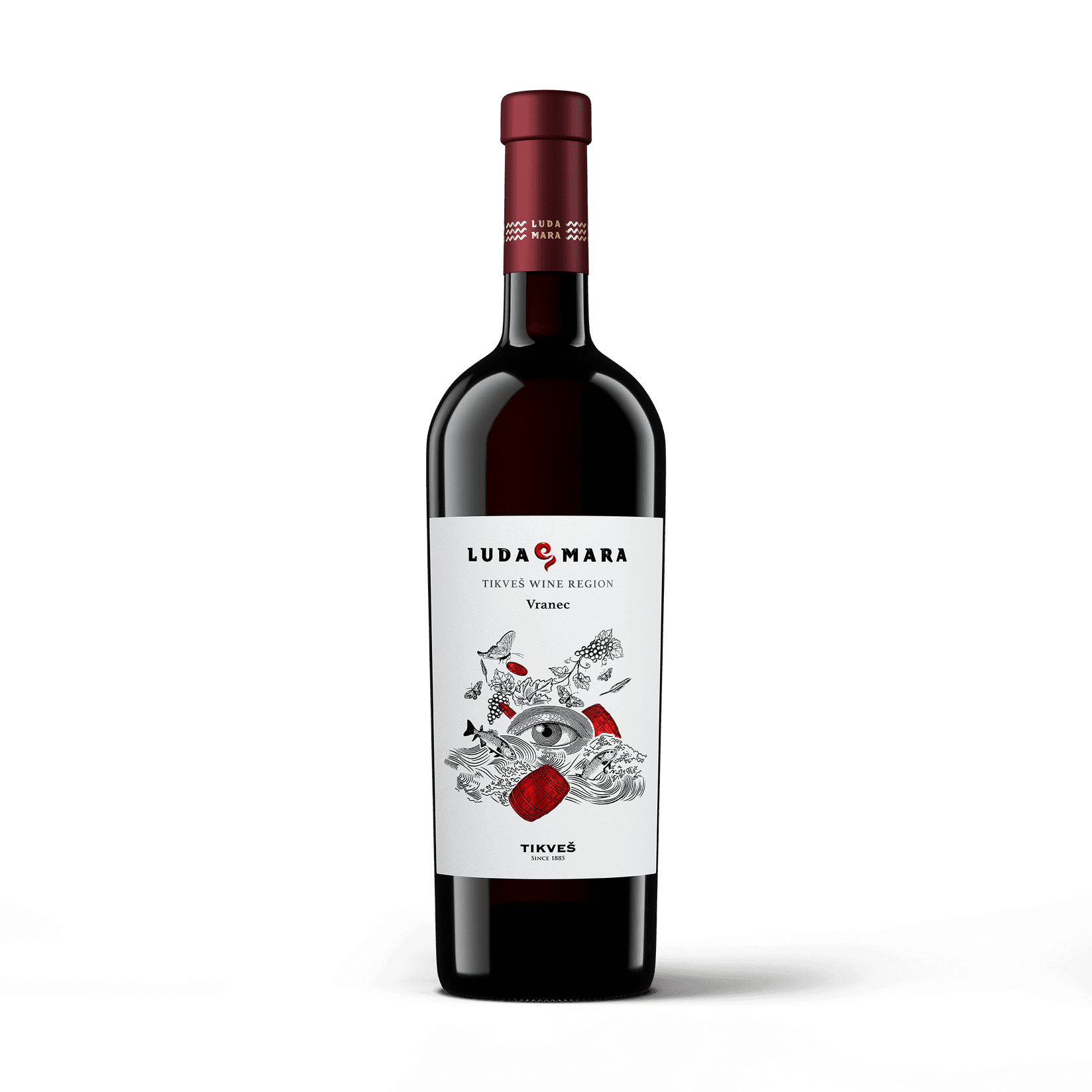 ТИКВЕШ Црвено вино VRANEC Luda Mara 0.75л