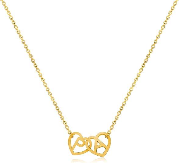 LUXARTO JEWELRY Ланче изработено со две букви и срца PA