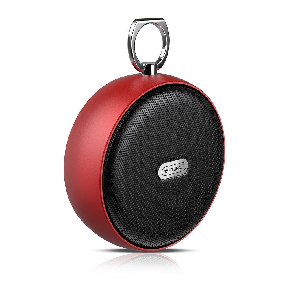 V-TAC Мини звучник Bluethoot, метален микро USB полнач, 800маН батерија, црвено тело