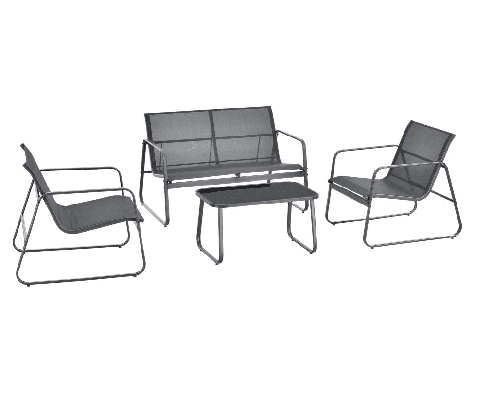 Комплет Грин Беј Гарден Капри, двосед, две столчиња и маса, Антрацит