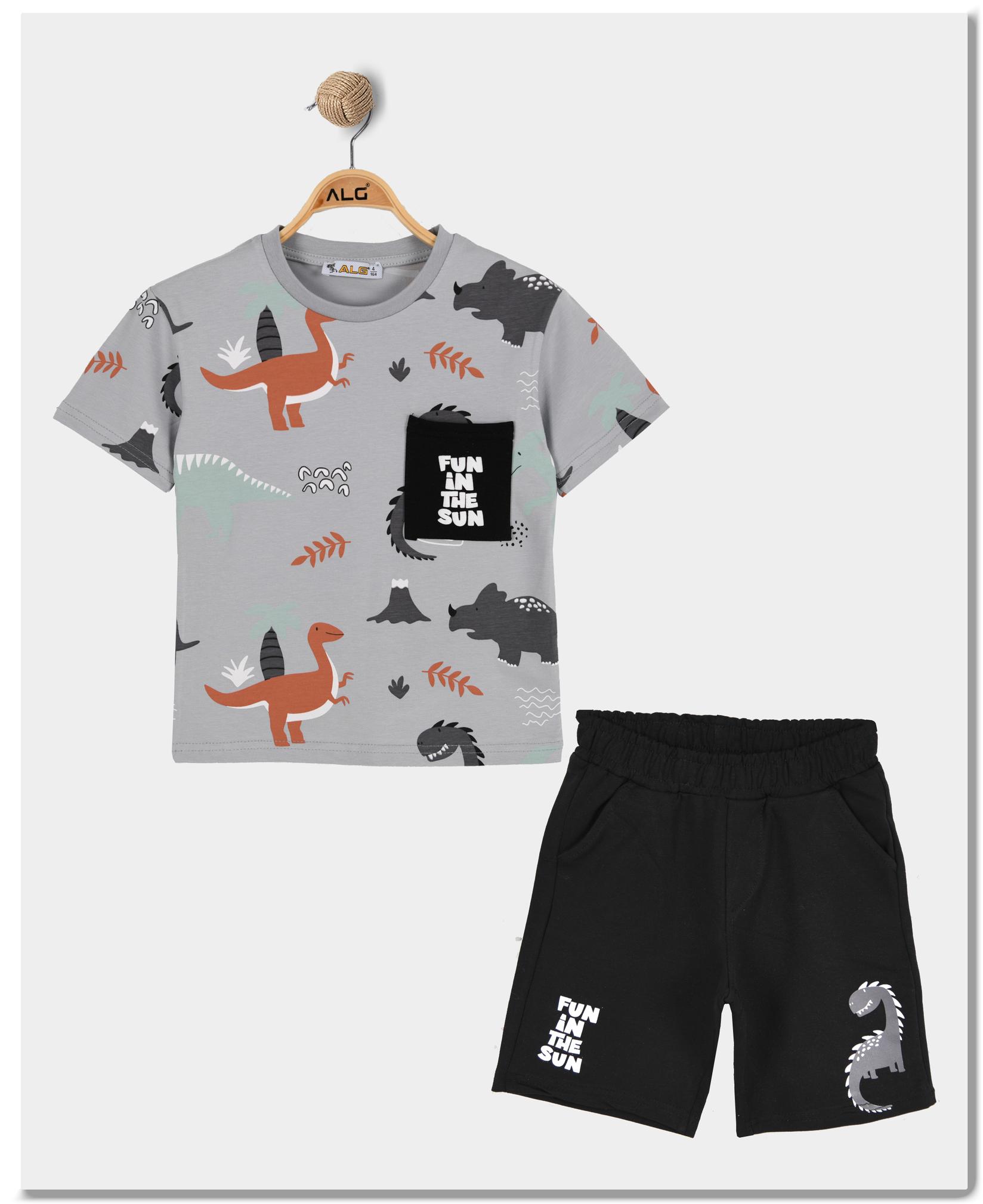 ALG Детски машки комплет „fun in the sun“ сиво/црн