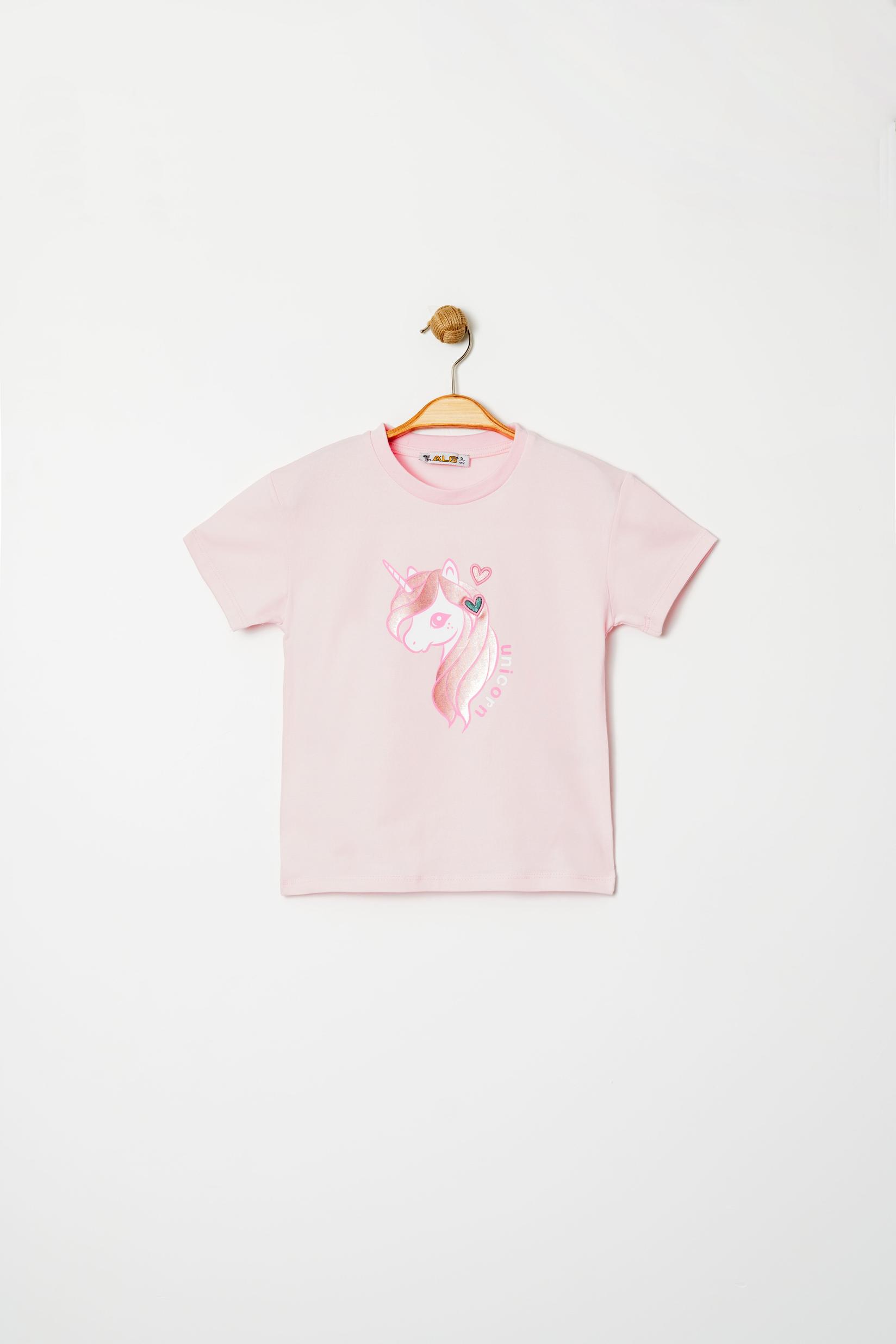 ALG Детска женска маичка Unicorn розева