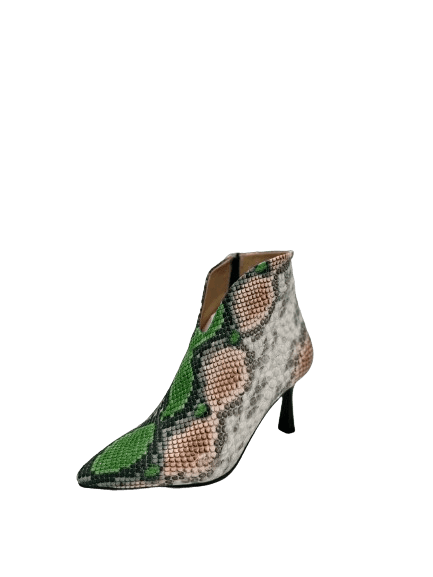 Женски чизми зелено кафени (принт змија)