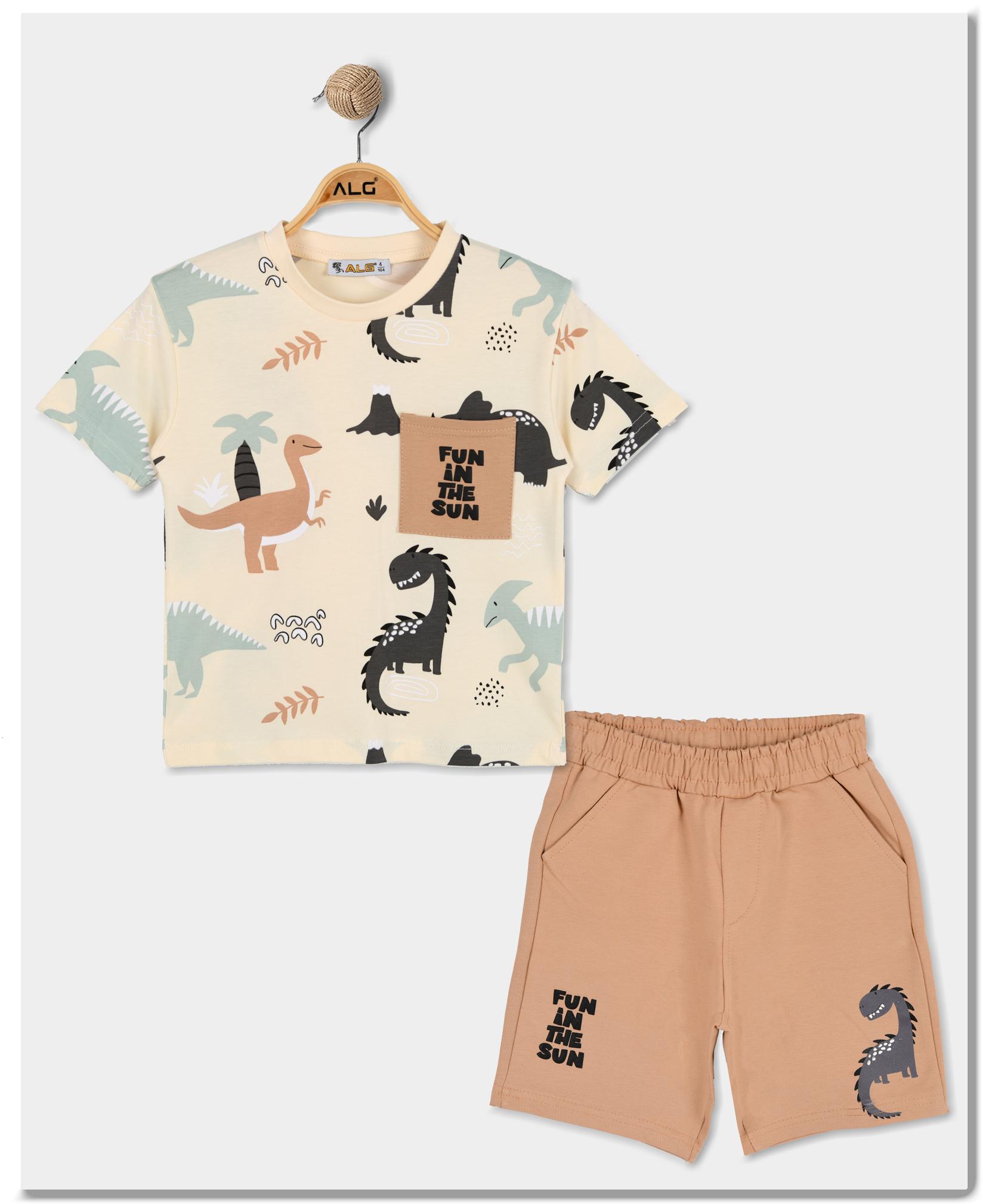 ALG Детски машки комплет „Fun in the sun“ кремаво/кафен