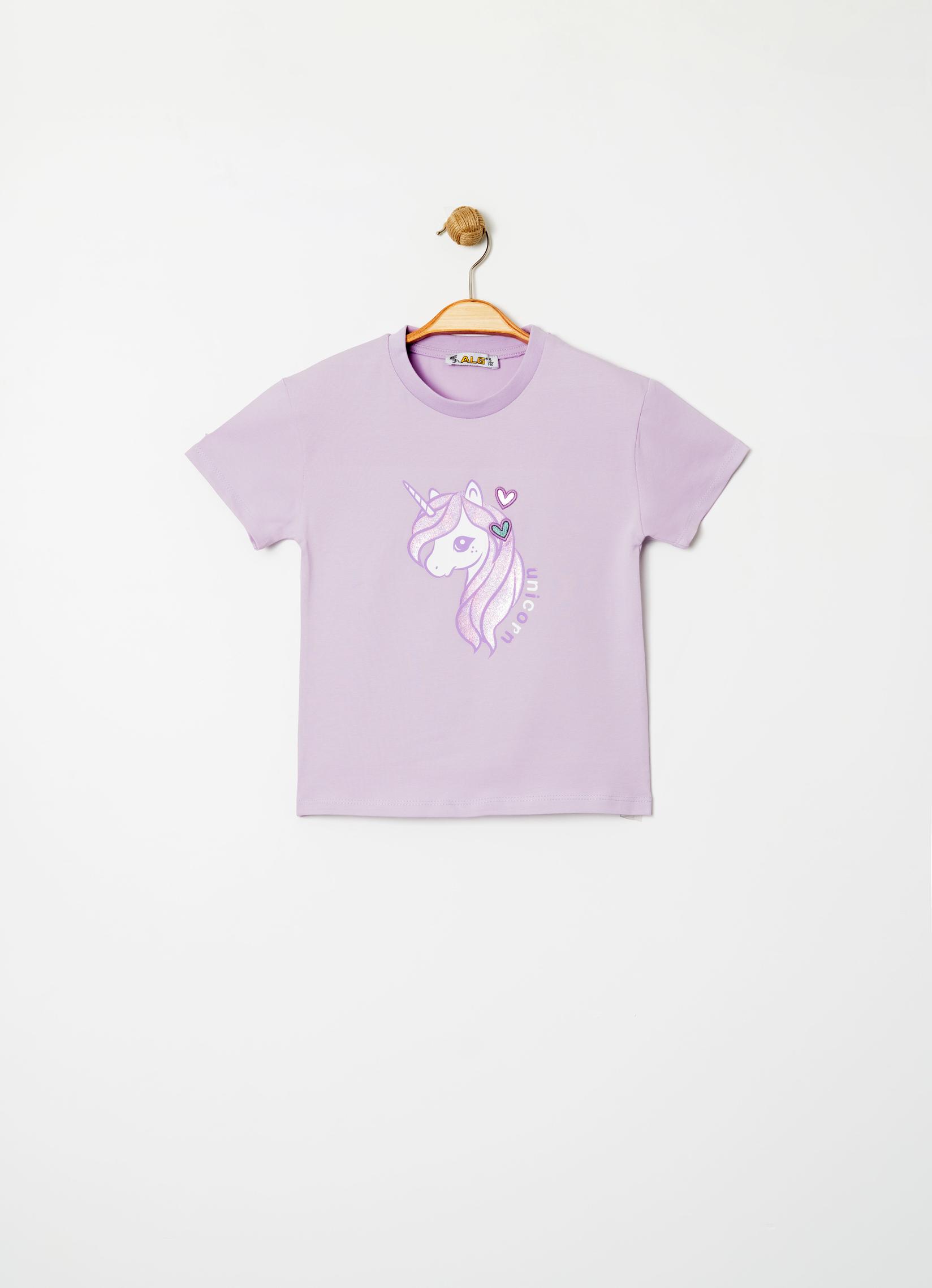 ALG Детска женска маичка Unicorn виолетова