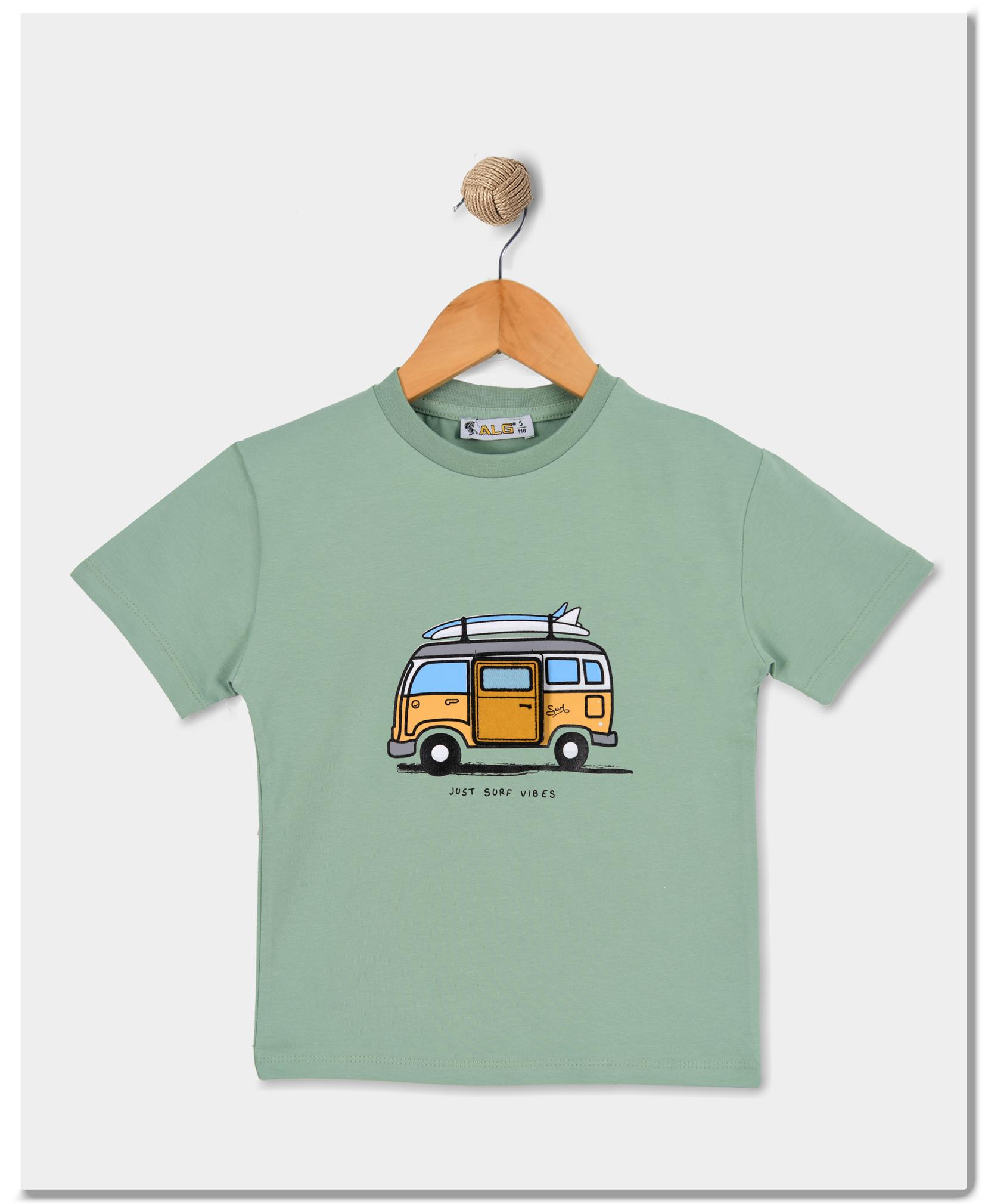 ALG Детска Машка маица „Јust surf vibes“ зелена
