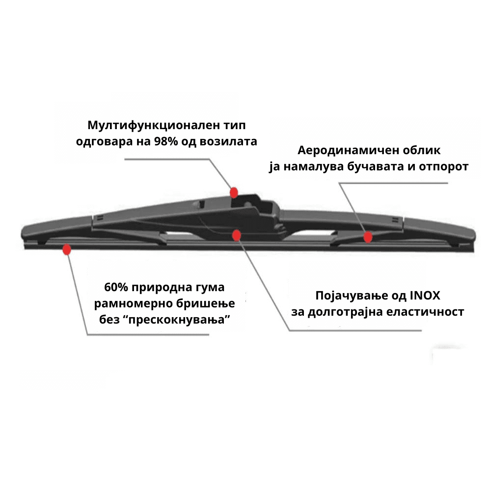 WURTH Универзален бришач за задно стакло 350mm, 1kom