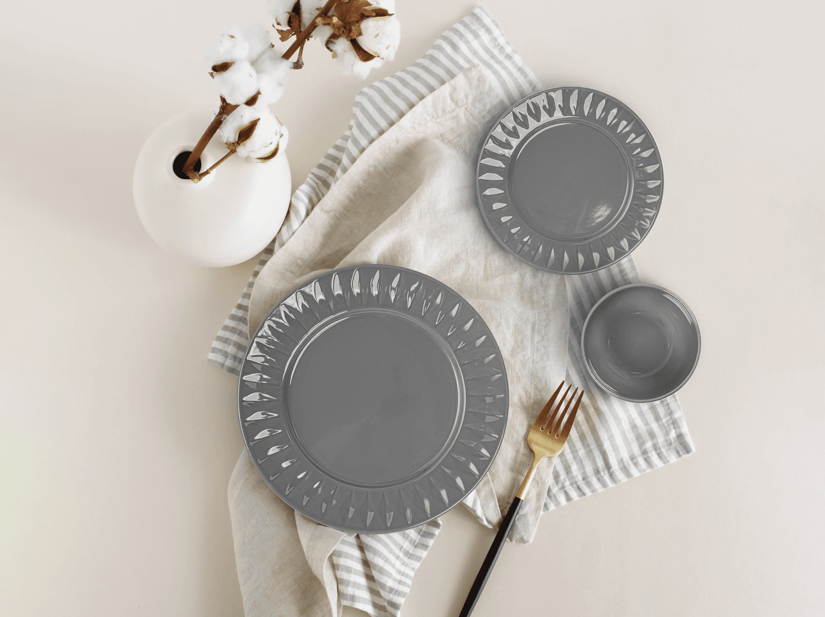 COMODITA HOME Сет Чинии Stripe G Grey 18Pcs