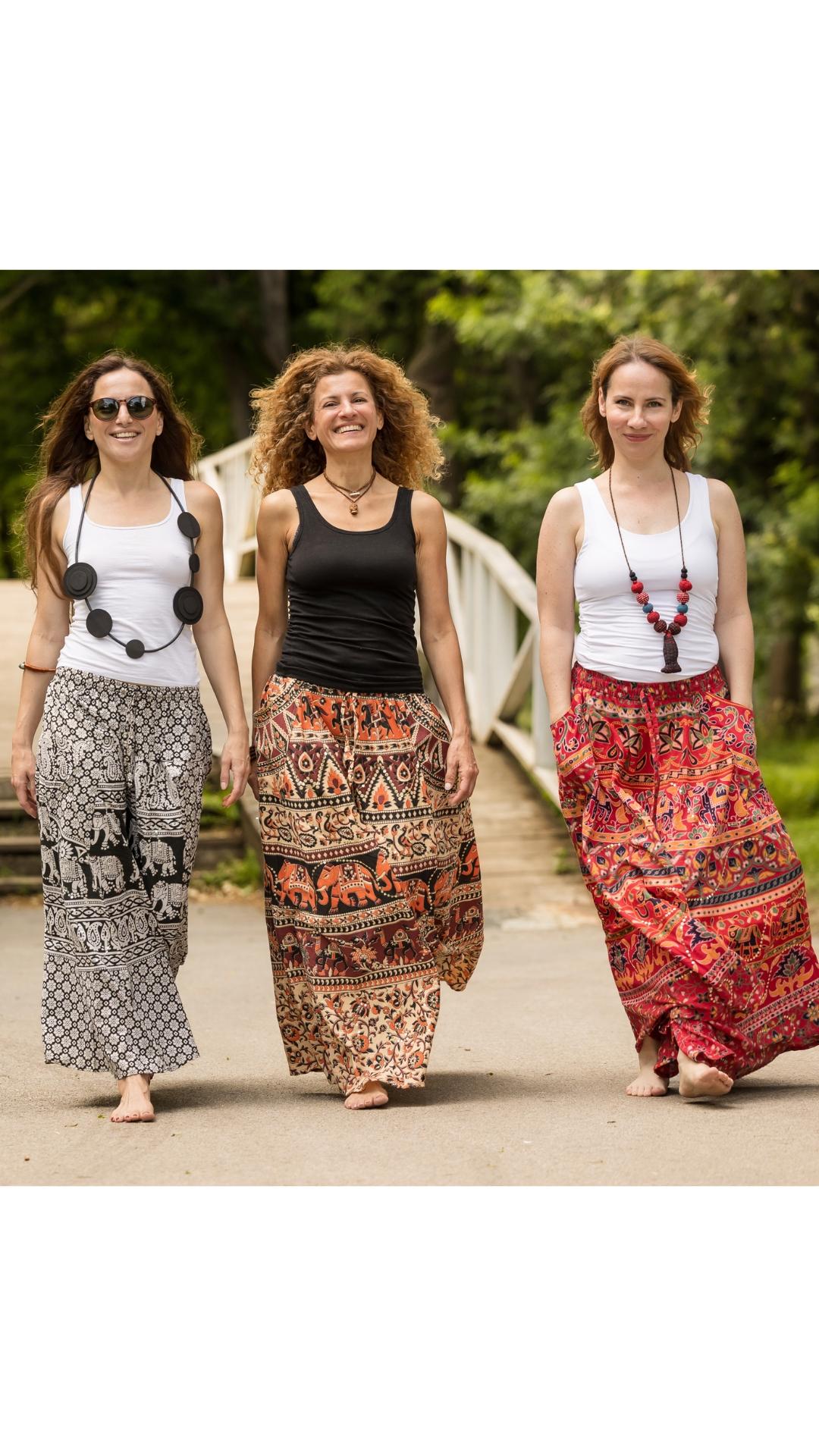 HIPPIE PLANET Долги сукњи со џебови - Универзална големина, 14