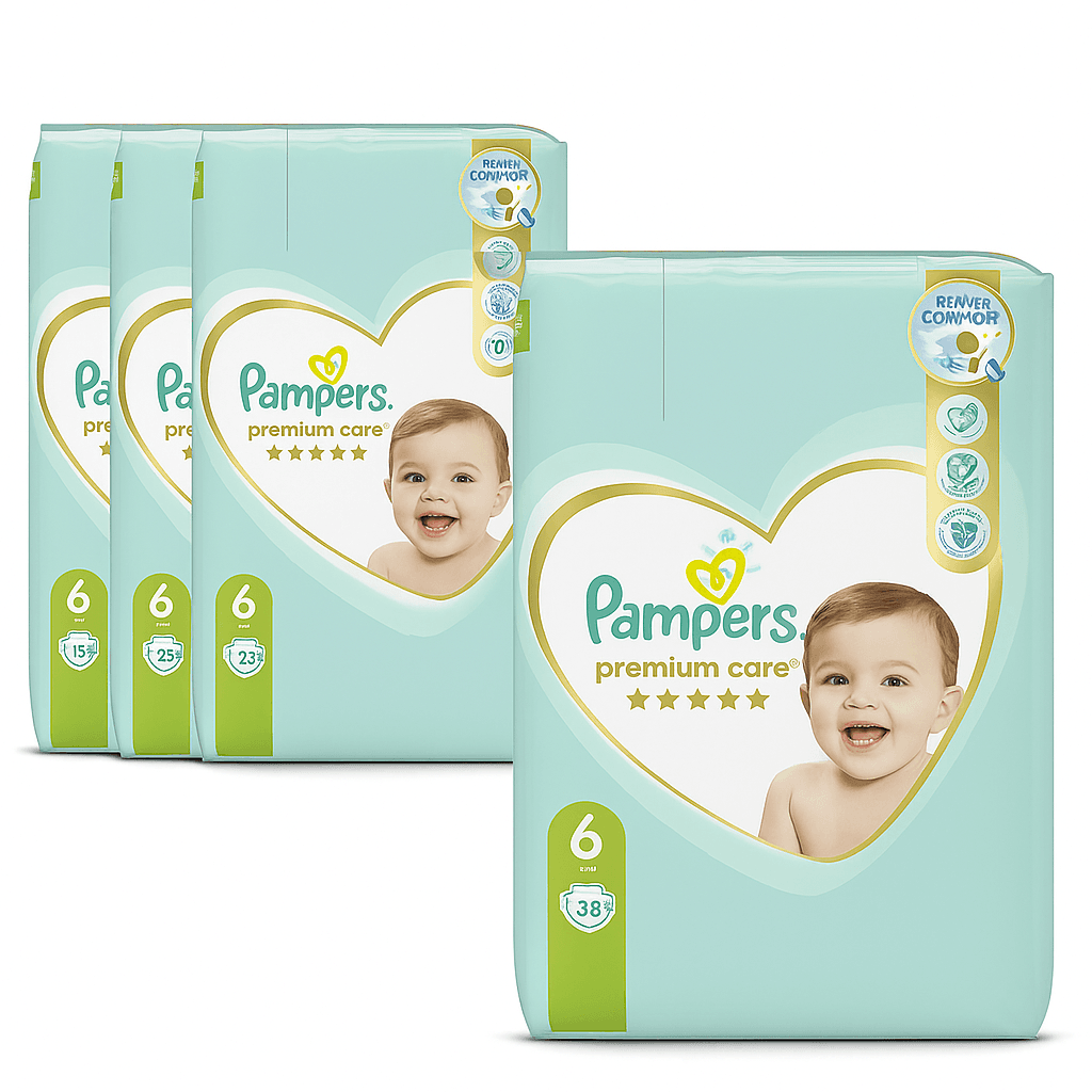 PAMPERS Premium Care Сет Пелени (6) 13+ kg 38/1 (4+1) = 190 пелени вкупно!