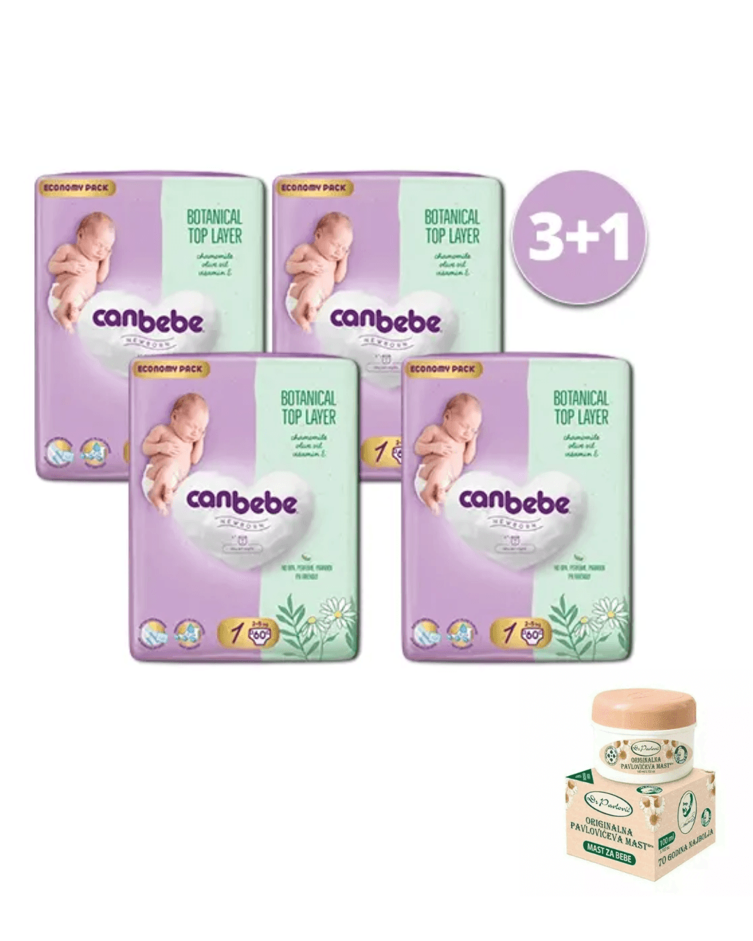 Сет за новороденче - Canbebe 3+1 Пелени (1) + DR. PAVLOVIC Павловичева оригинална маст 100мл