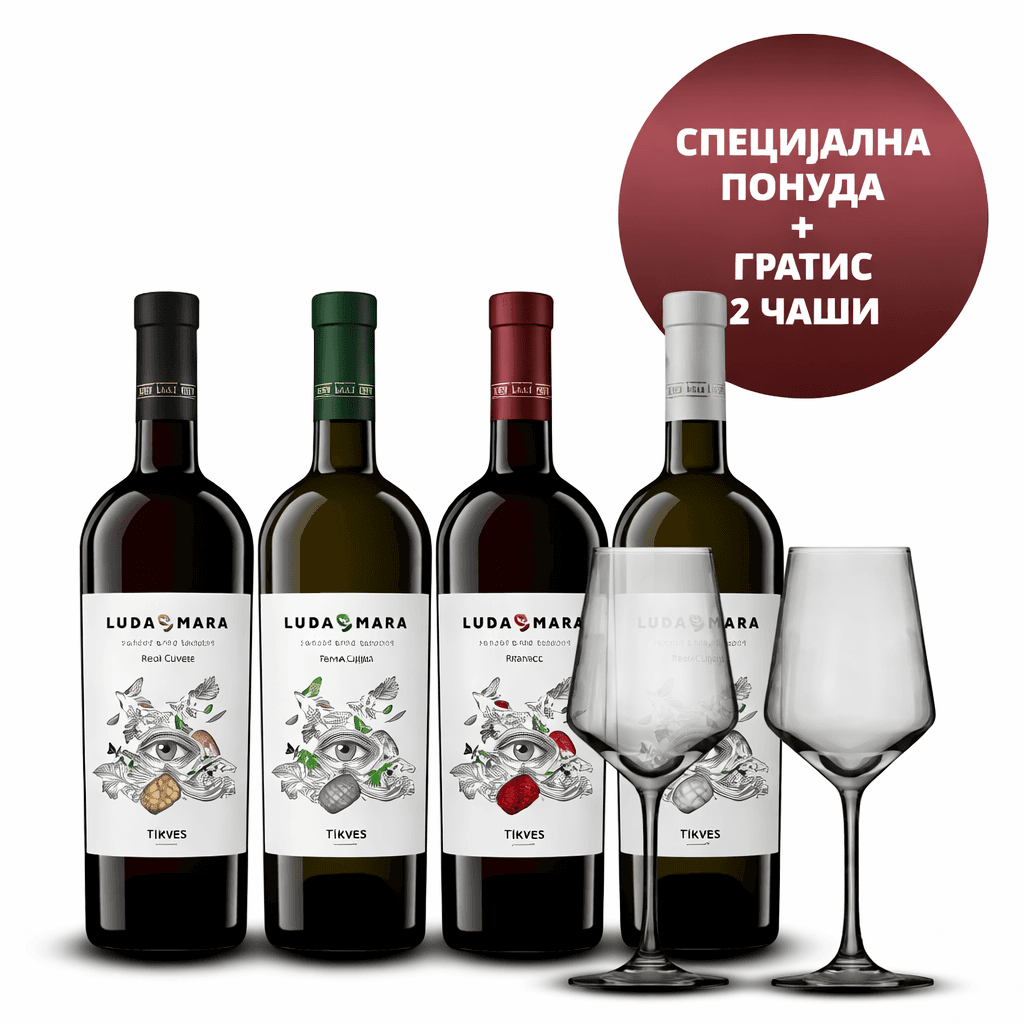 Тиквеш Сет Луда Мара 4 вина + 2 чаши