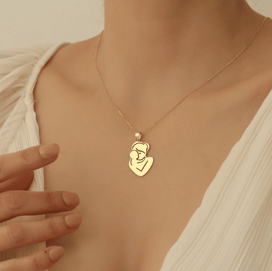 LUXARTO JEWELRY Ланче изработено со мајка и дете Newborn necklace