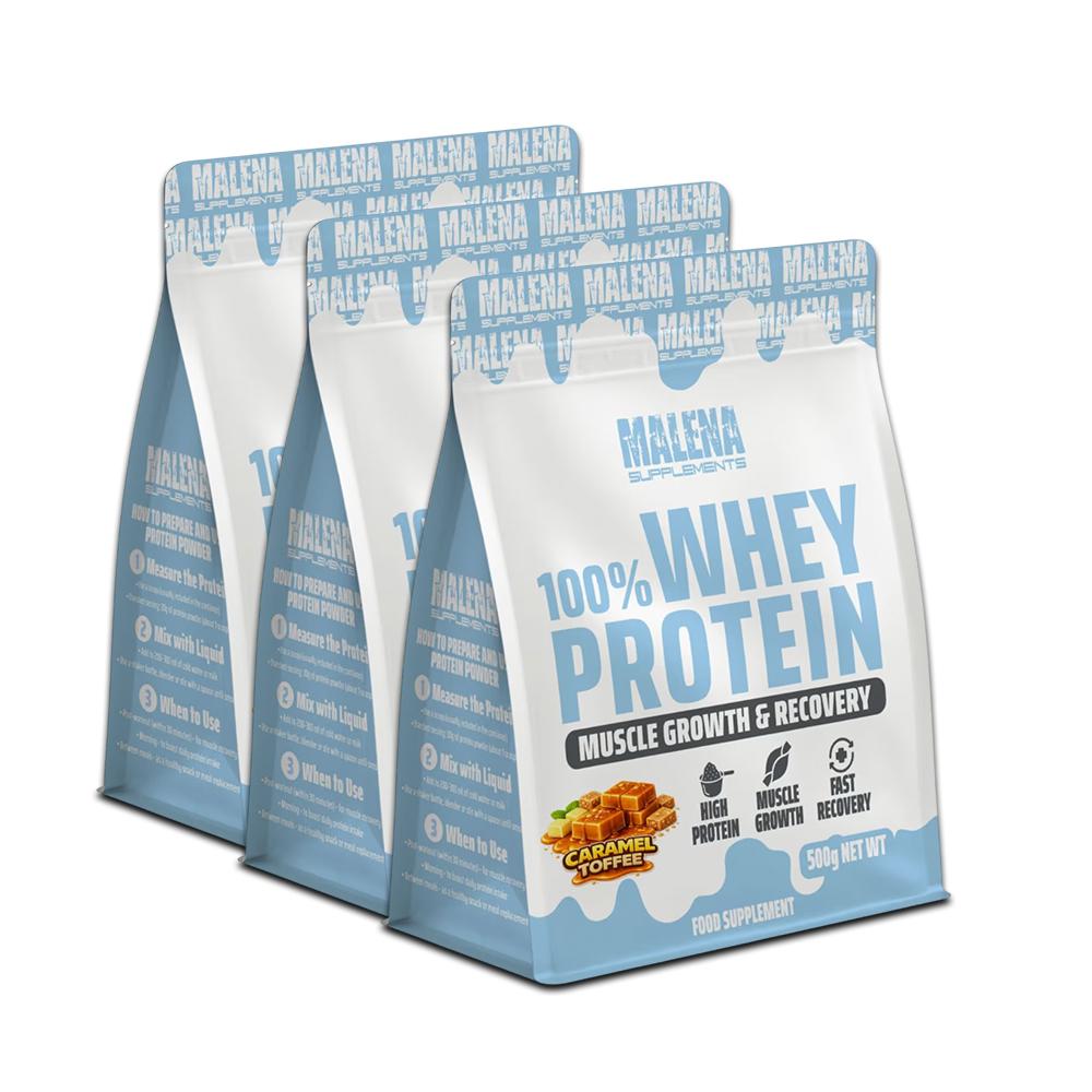 MALENA СЕТ ПРОТЕИН 3*500гр ван.боровинка/карамел/бело чок.