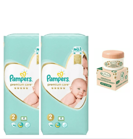 Pampers Premium Care Пелени (2 пакувања) + Dr. Pavlović Originalна Маст за Бебиња (100 ml)