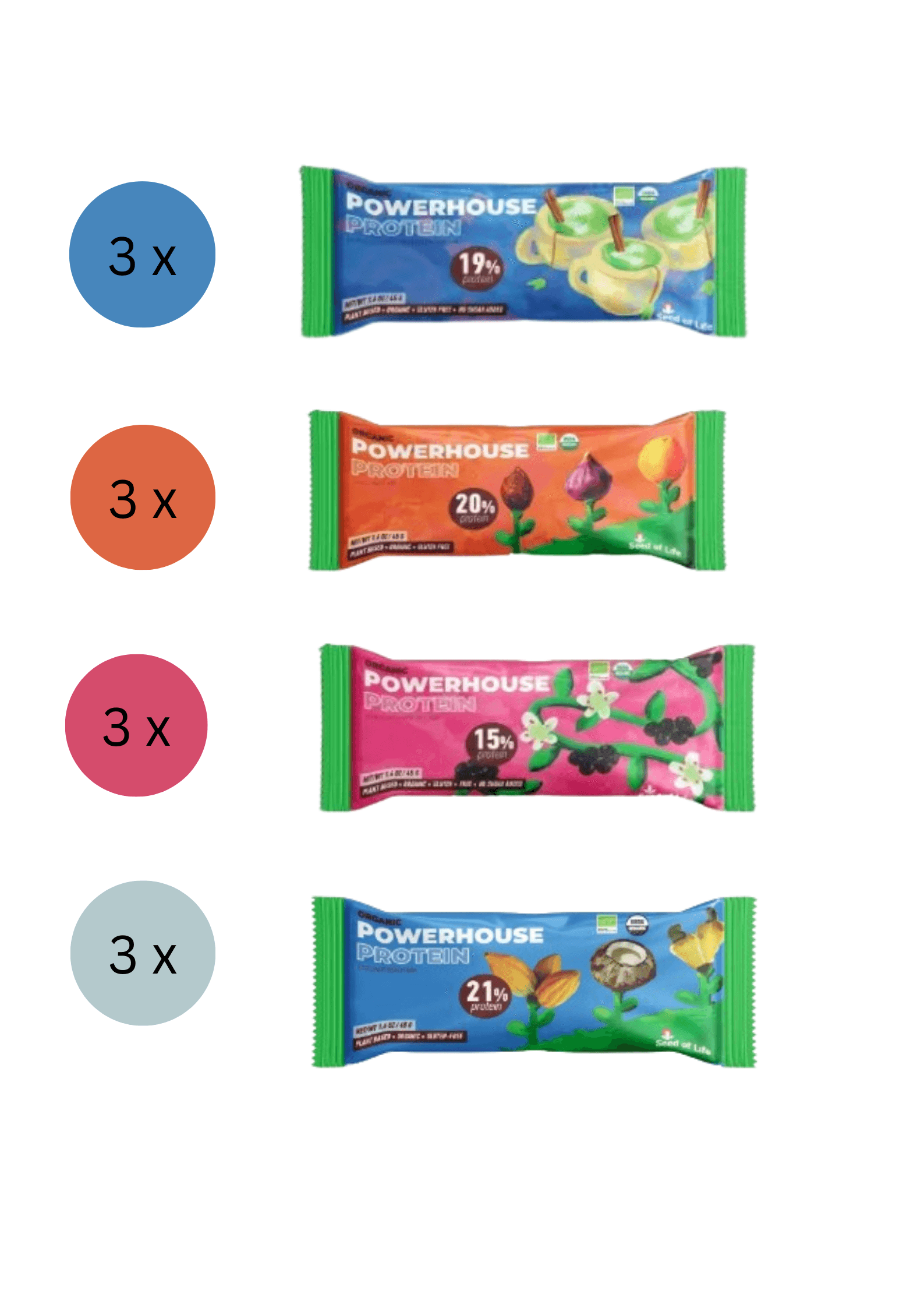 Микс пакет на Oргански протеински барови 12 х 45гр