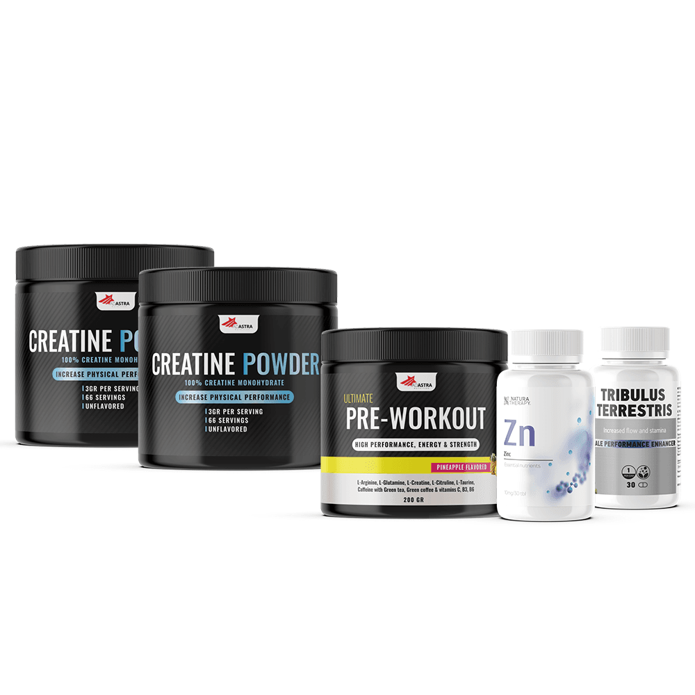 ADASTRA СЕТ 2/1 PREWORKOUT 200гр.+2/1 креатин 200гр.+подарок цинк 30/1 +трибулис 30/1
