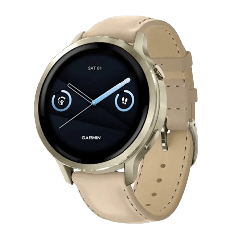 Garmin Venu 4 41mm Lunar Gold with Bone Silicone Band and Light Sand Leather Band
