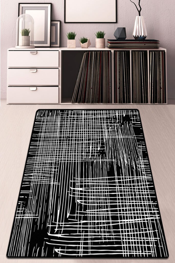 Скреч за тепих Conceptum Hypnose, 80x100 см, црно-бело