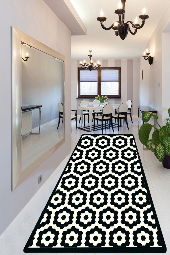 Conceptum Hypnose Carpet Galanthus, 80x300cm, црно-бел