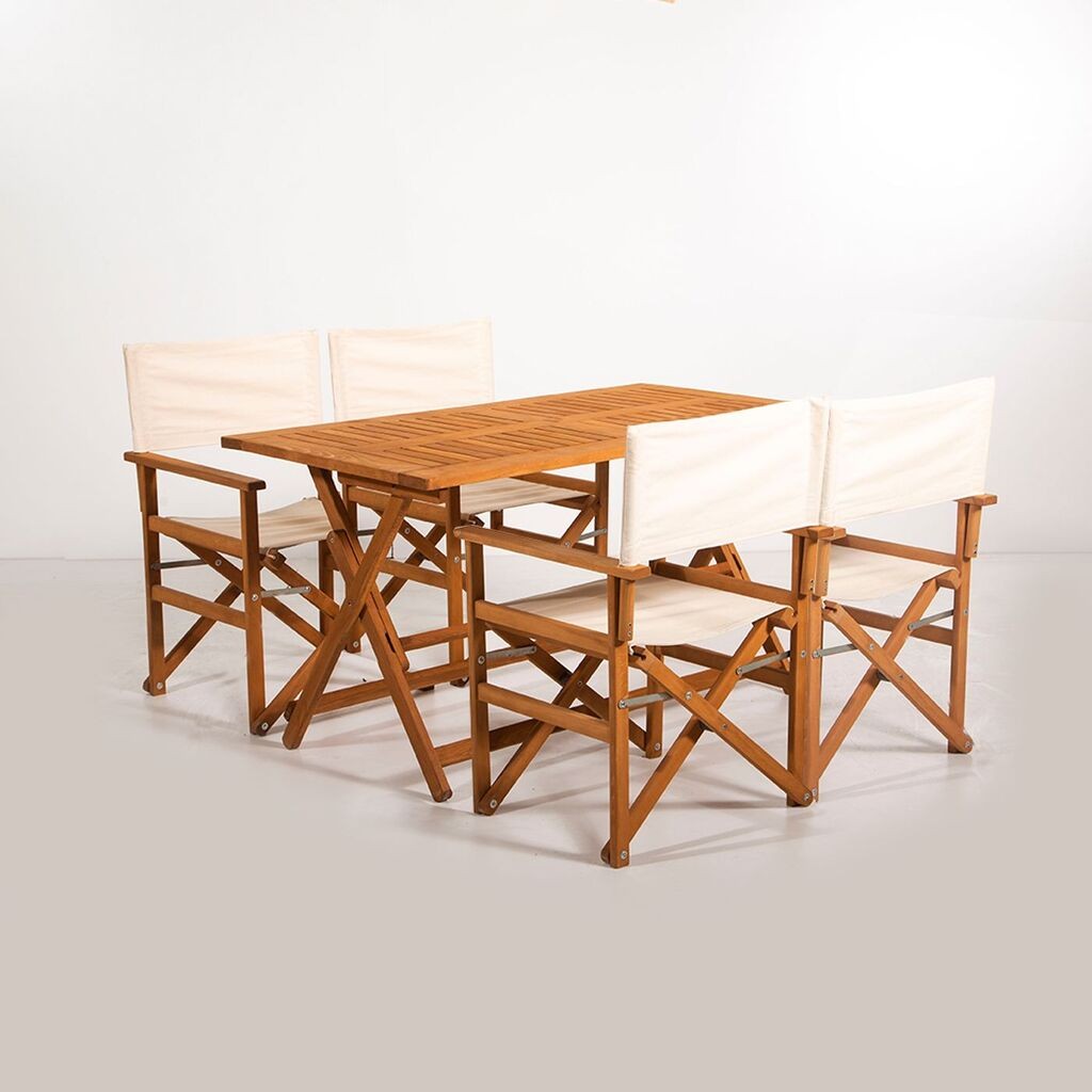 Комплет маса и 4 столчиња за градина Hanah Home MYR01, крем