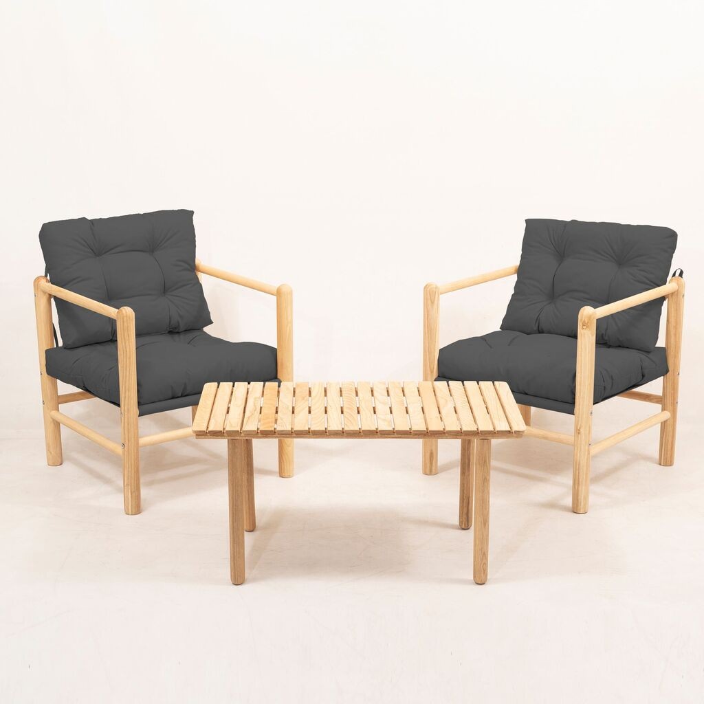 Hanah Home Garden сет маса и 2 столчиња MYG02, Антрацит