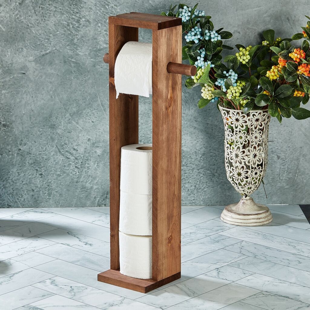 Држач за тоалетна хартија Aberto Design, 61 x 14 см, x 8 см, кафеава