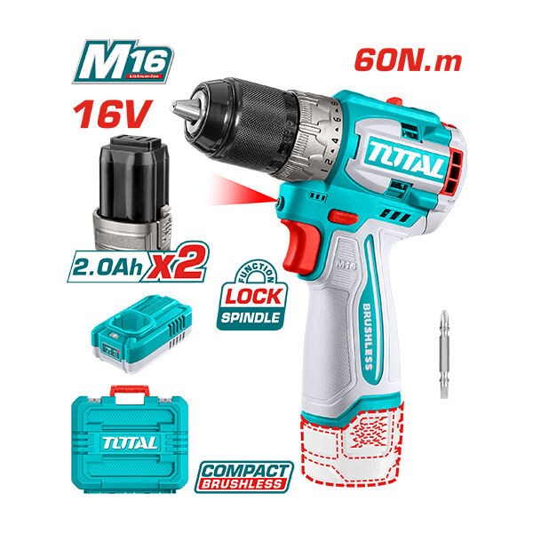 TOTAL Батериска Бормашина Li-Ion 16V Tdli16682 236511
