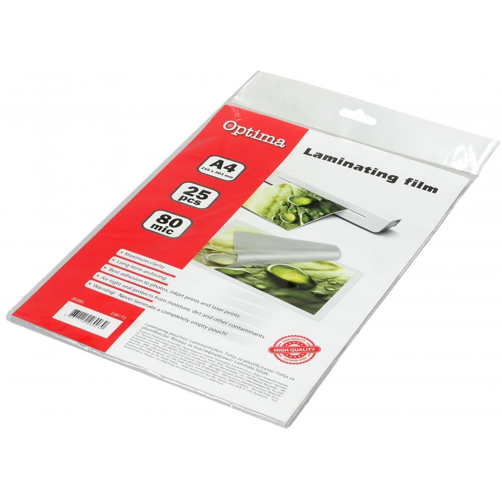 Optima Фолија за пласт. а4 80мик /25 20285