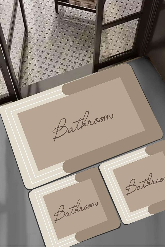 Комплет килим за бања L'essentiel Maison Nakoe, 3 парчиња, Беж