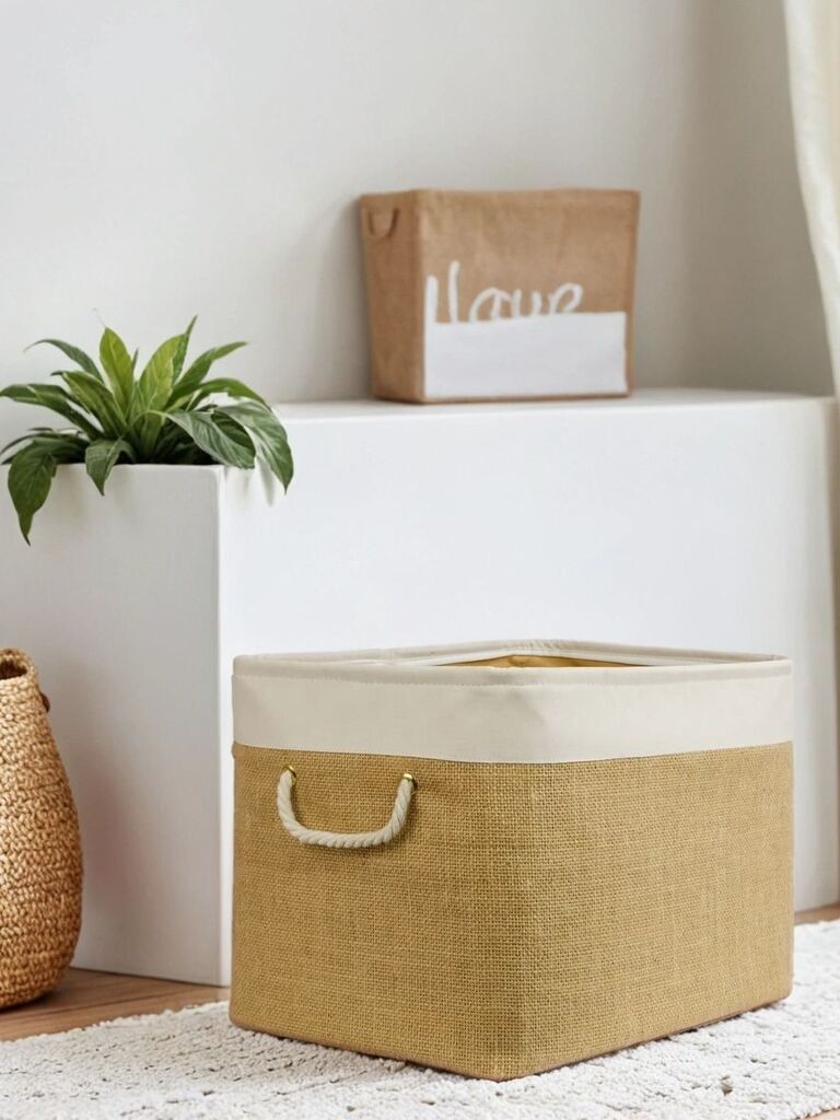 Кошница за складирање Aberto Design YLC.B.G.3, 37x25x27cm, Крем боја