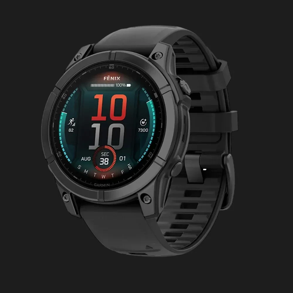 Garmin Паметен часовник Fēnix E 47 mm AMOLED Slate Gray Steel with Black Silicone Band