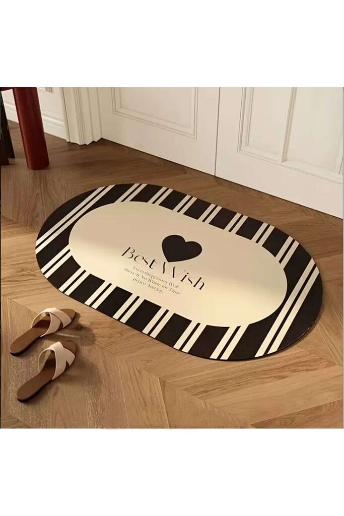 Тепих за бања L'essentiel Maison Best Wish, 60 x 100 см, црно-бел