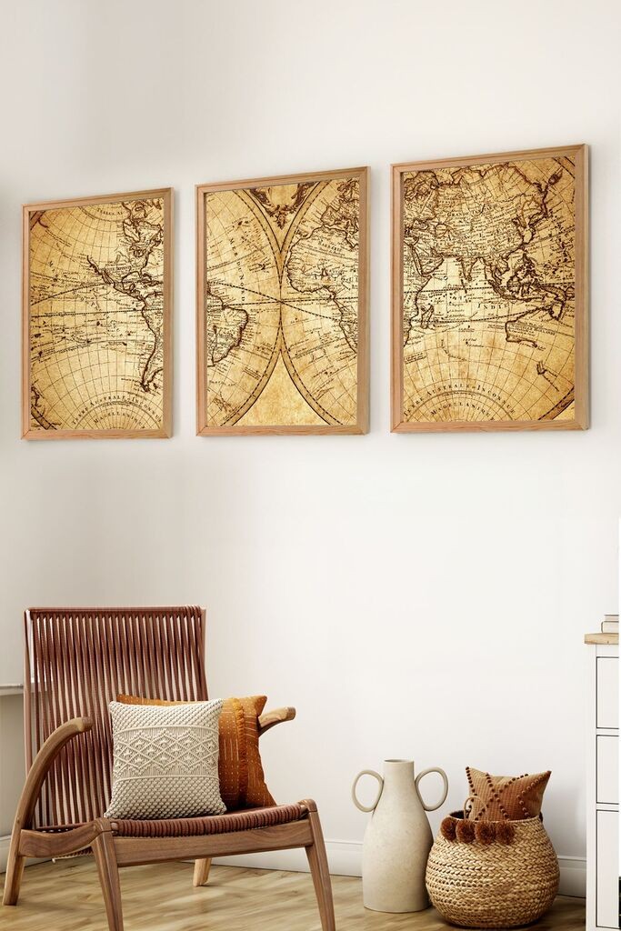 Wallity Сет Врамени MDF Слика Myk3010-3, 3 Дела