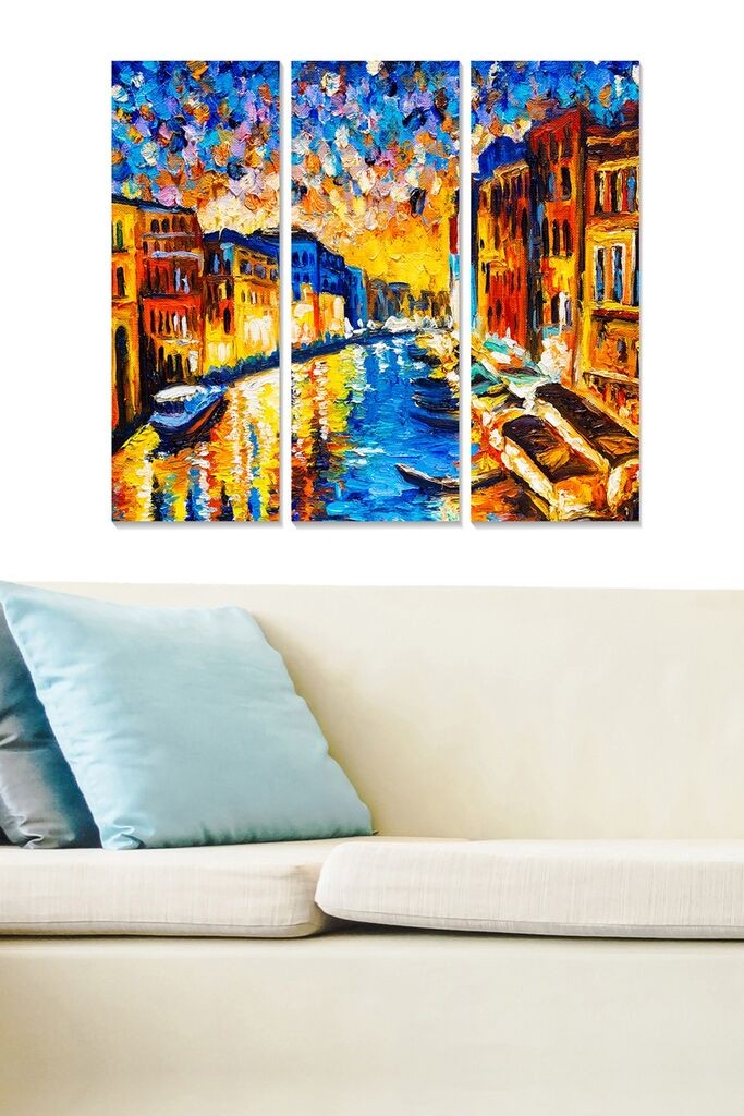 Wallity Слика со LED Осветлување The Great Wave off Kanagawa, 44x66 cm