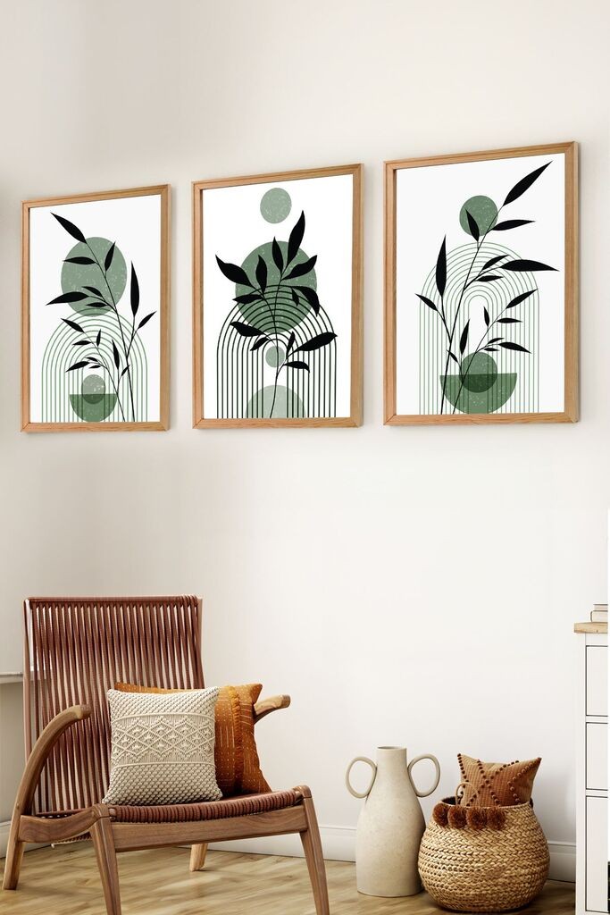 Wallity Сет Врамени MDF Слика Myk3005-3, 3 Дела