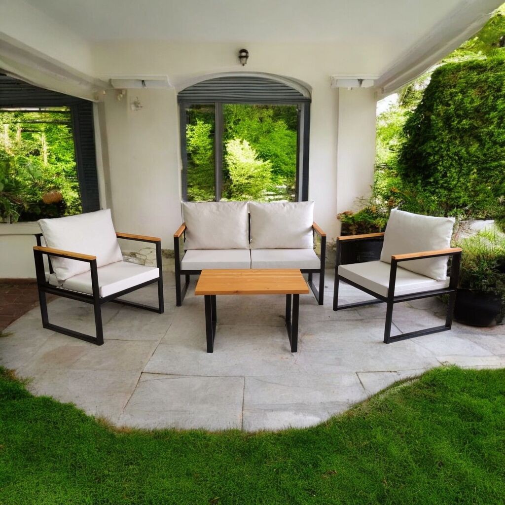 Градинарски мебел Hanah Home, двосед и двосед, беж