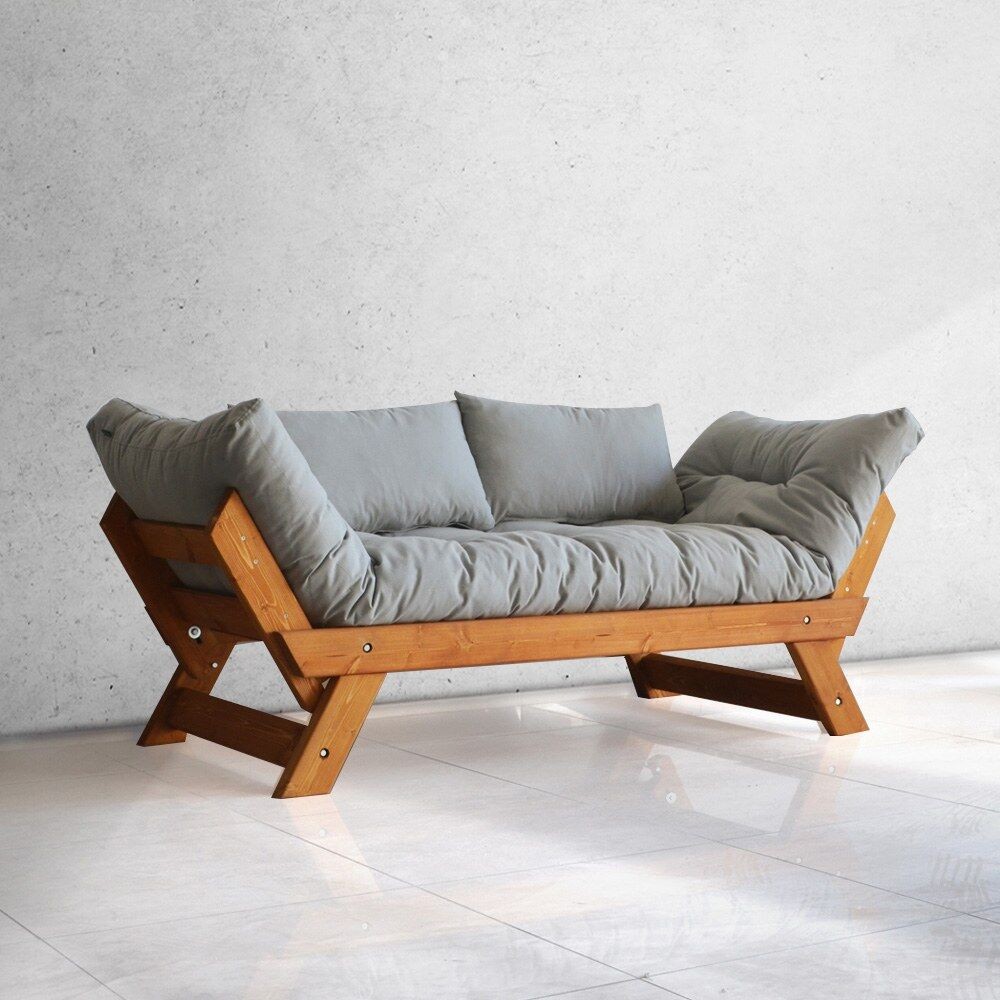 Двосед Hanah Home Garden, тиково дрво и сива боја