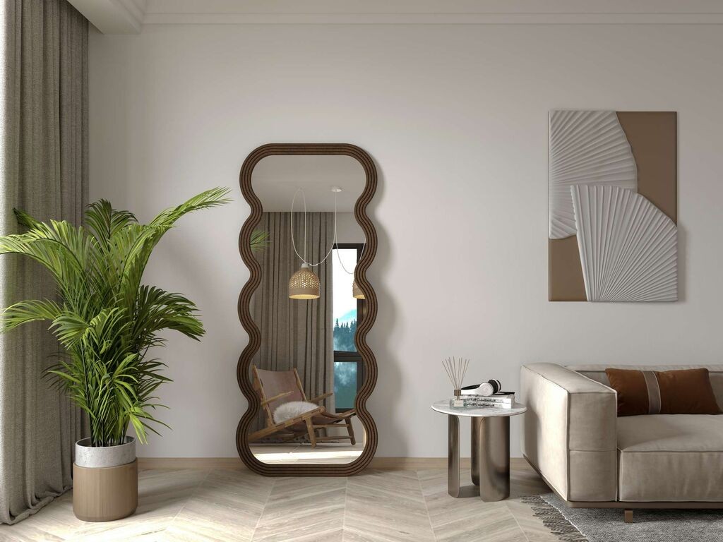 Подно огледало Hanah Home, брановидно, 70 см x 170 см, кафеаво