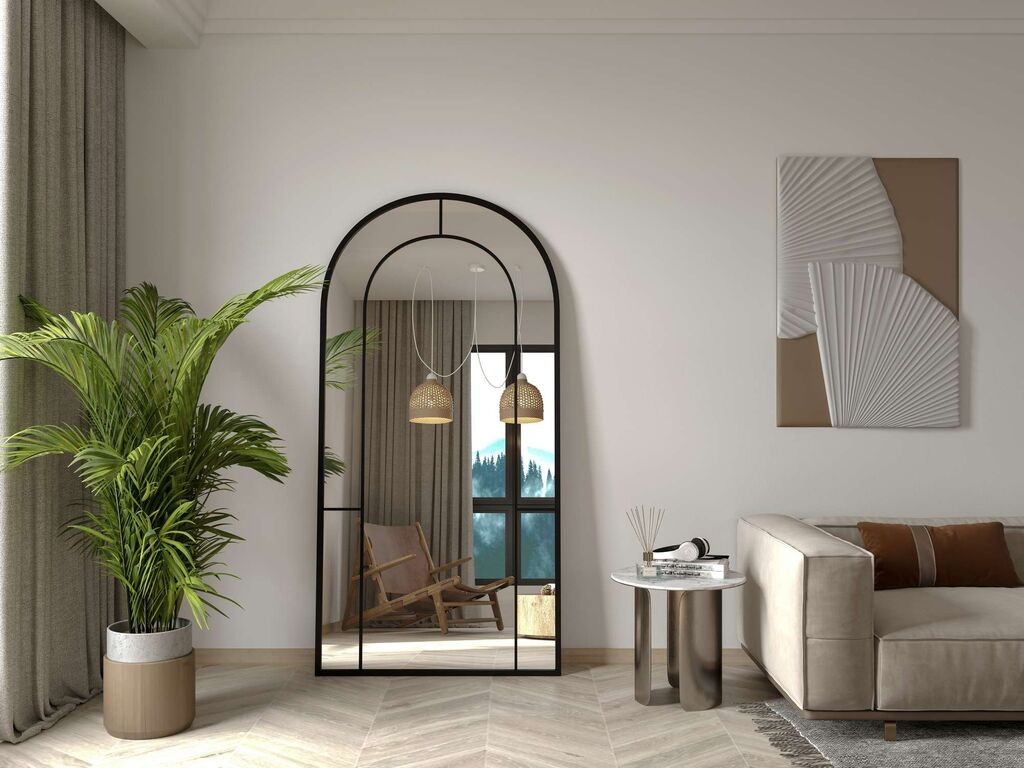 Огледало за под Hanah Home Rounda, 90 см x 180 см, црно